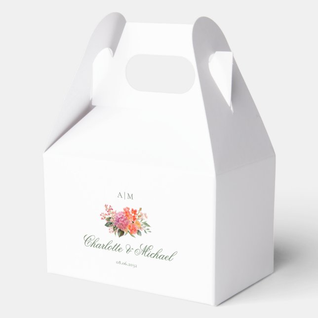  Elegant Floral Monogram Script Wedding Favor Box (Front)