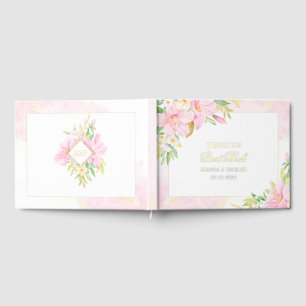 Elegant Floral Monogram Watercolor Wedding Guest Book