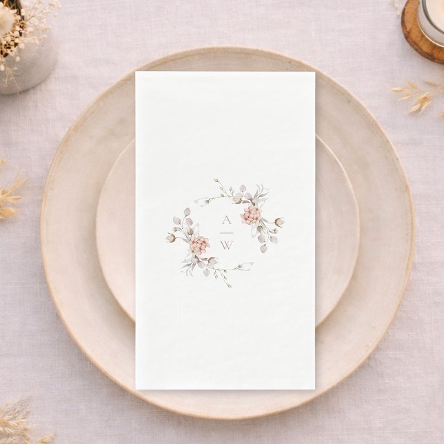 Elegant Floral Monogram Wedding Guest Towel Napkin (Creator Uploaded)