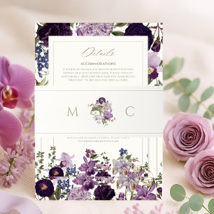 Elegant Floral Monogram Wedding Invitation Belly Band