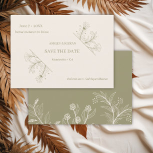 Elegant Floral Moss Green Wedding Save the Date