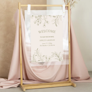 Elegant Floral Moss Green Welcome Wedding Poster