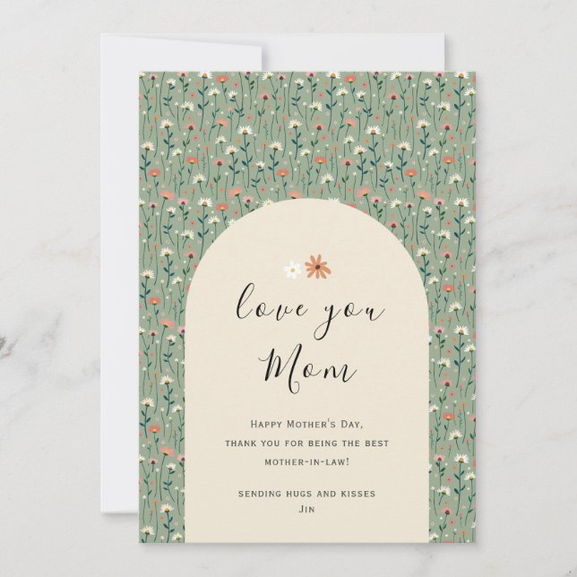 Elegant Floral Mother in Law Mother's Day Card  (Front)