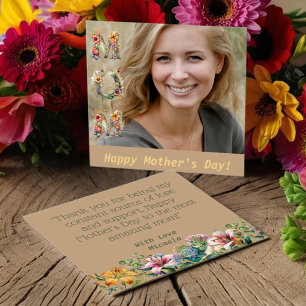 Elegant Floral Mother’s Day MOM Photo Holiday Card