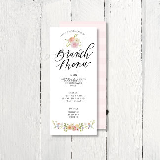 Elegant Floral Mother's Day Brunch Menu Invitation
