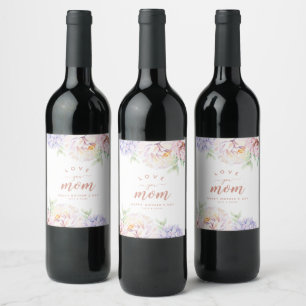 Elegant Floral Mother's Day Personalized Wine Label