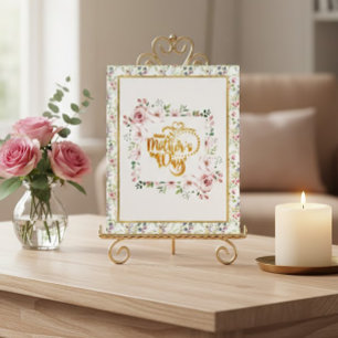 Elegant Floral Mother's Day With Pink Rose Holiday Card