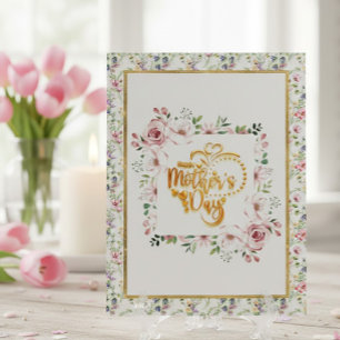 Elegant Floral Mother's Day With Pink Rose Holiday Postcard