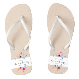 Elegant Floral Mr & Mrs Wedding | Flip Flops