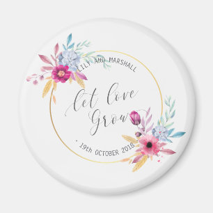 Elegant Floral Mr & Mrs Wedding   Fridge Magnet