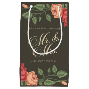 Elegant Floral Mr & Mrs Wedding   Gift Bag