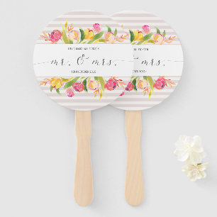 Elegant Floral Mr & Mrs Wedding   Hand Fans