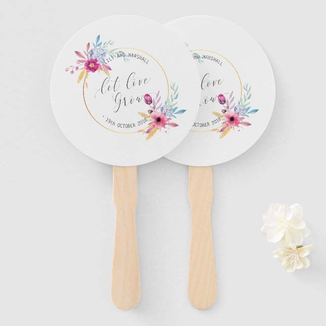 Elegant Floral Mr & Mrs Wedding | Hand Fans (Front and Back)