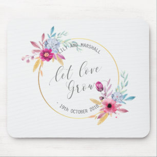 Elegant Floral Mr & Mrs Wedding Mousepad