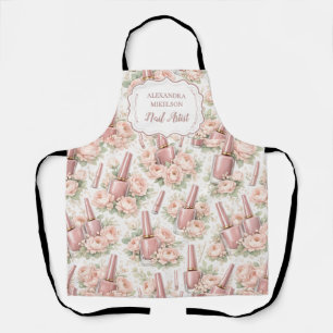 Elegant Floral Nail Artist Business Apron