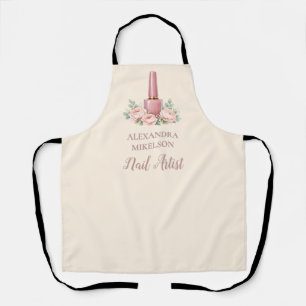 Elegant Floral Nail Artist Business Apron