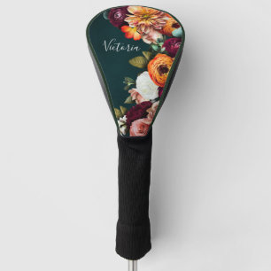 Elegant Floral Name Script Customized Golf Head Cover