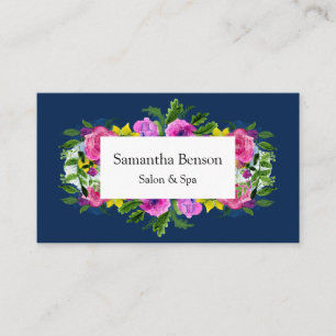Elegant Floral Navy Blue Radiant Bloom Appointment Card