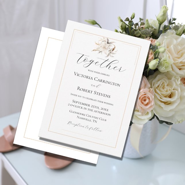 Elegant Floral Neutral Modern Wedding Invitation (Creator Uploaded)