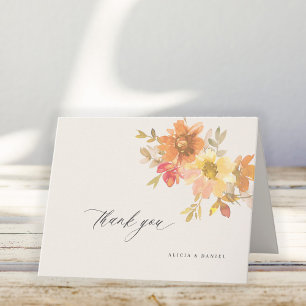Elegant floral non photo ivory wedding thank you card