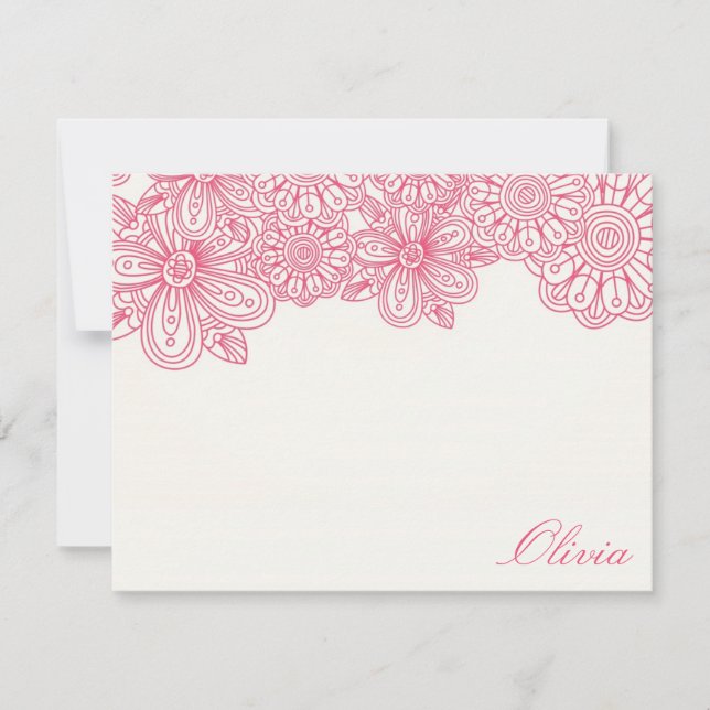 Elegant Floral Note Cards (Breast Cancer) (Front)
