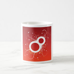 Elegant Floral Number 8 Red Abstract Coffee Mug