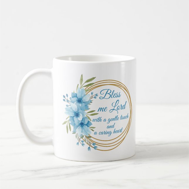 Elegant Floral Nurse Prayer Personalized Mug (Left)