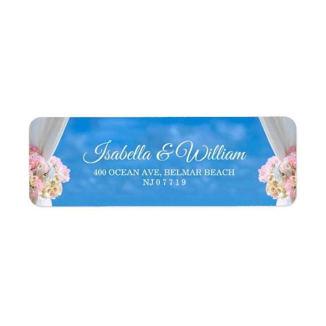 Elegant Floral Ocean Beach Summer Wedding Address (Front)