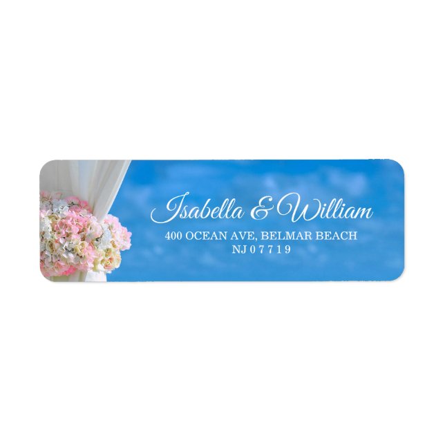 Elegant Floral Ocean Beach Summer Wedding Address (Front)