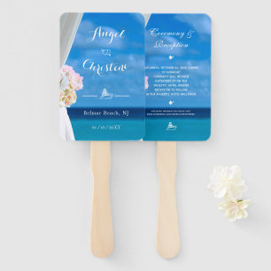 Elegant Floral Ocean Beach Summer Wedding Hand Fan
