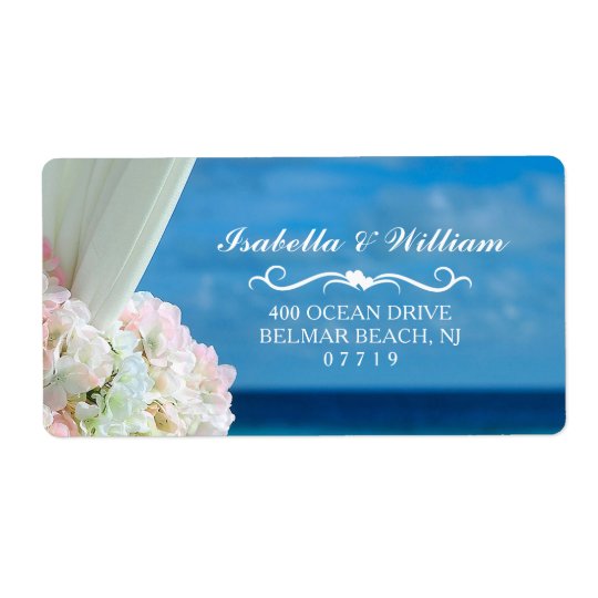 Elegant Floral Ocean Beach Summer Wedding Shipping Label