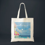 Elegant Floral Ocean Beach Wedding Welcome Favour Tote Bag<br><div class="desc">Elegant floral ocean beach summer favour design. The text can be changed using right the "Details" menu. To fit everything to your needs please click the "Customize" button and you can text style and backround colour change. Other colours are available. Please contact me if you need help or matching items....</div>