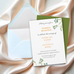 Elegant Floral Olive Bellflower Wedding Reception Invitation