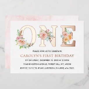 Elegant Floral ONE 1st Birthday Real