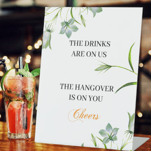 Elegant Floral Open Bar wedding reception Pedestal Sign