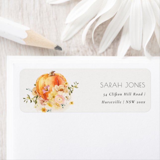 Elegant Floral Orange Autumn Pumpkin Address (Insitu)