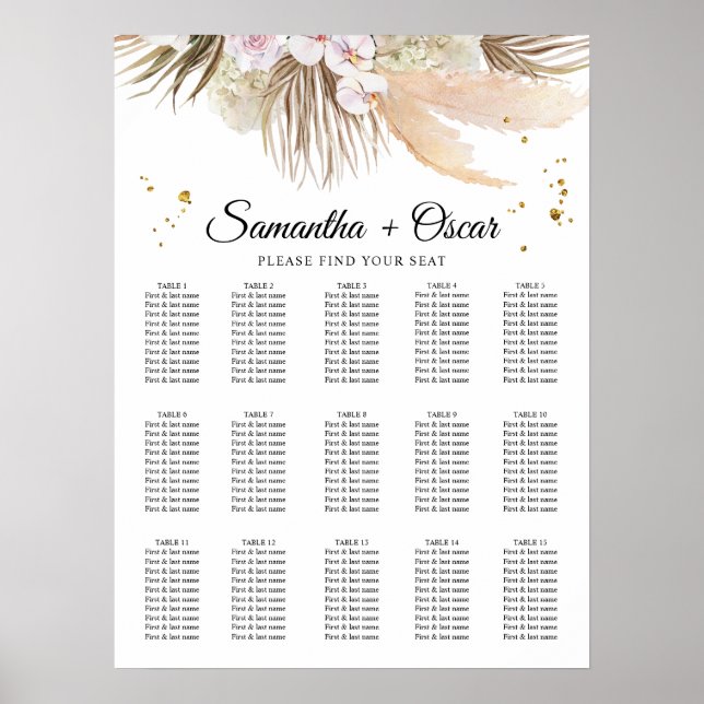 Elegant Floral Orchids & Pampas Beauty Frame Poster (Front)