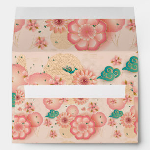 Elegant Floral Ornament, Spring Peach Garden Envelope