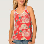 Elegant Floral Ornament, Spring Peach Garden  Tank Top<br><div class="desc">All-Over-Print Tank Top - Elegant Floral Ornament, Spring Peach Garden, Decorative Pink Flowers, blossom sakuras pattern, peacock, turquoise, pink garden flowers, Chinese Traditional background, Vintage. Clothing & Shoes > Women > Clothing > Tops & T-Shirts > Tank Tops. For Birthday, Anniversary, New Year, Christmas, Summer Event, Valentine's Day, Mother's Day,...</div>