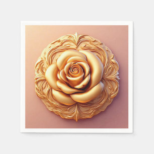 Elegant Floral Ornament With Golden Accents Napkin