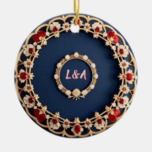 Elegant Floral Ornamental Design Ceramic Ornament