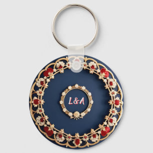 Elegant Floral Ornamental Design Keychain