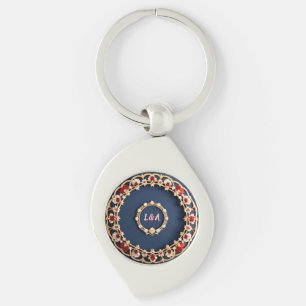 Elegant Floral Ornamental Design Keychain