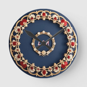 Elegant Floral Ornamental Design Round Clock