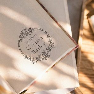 Elegant Floral Ornate Frame Modern Ex Libris Book Self-inking Stamp