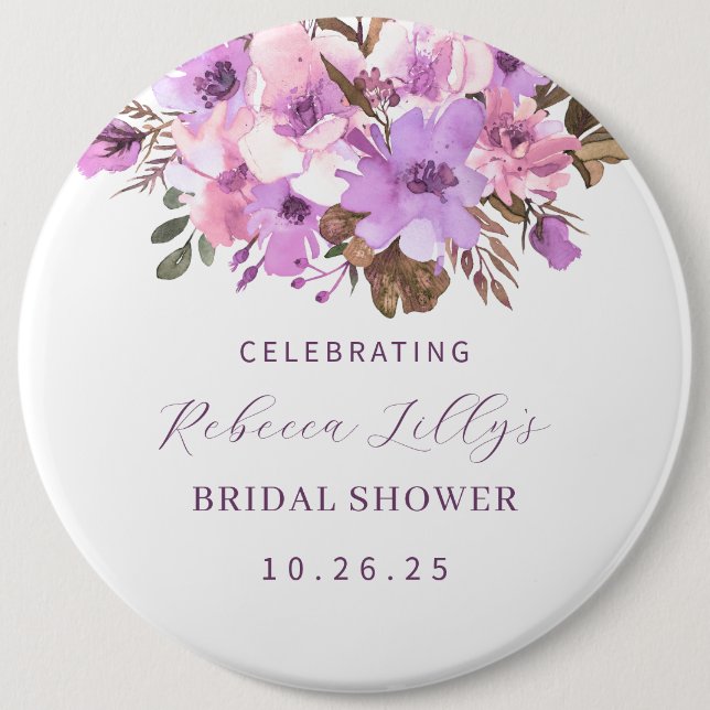 Elegant Floral Paper  6 Inch Round Button (Front)