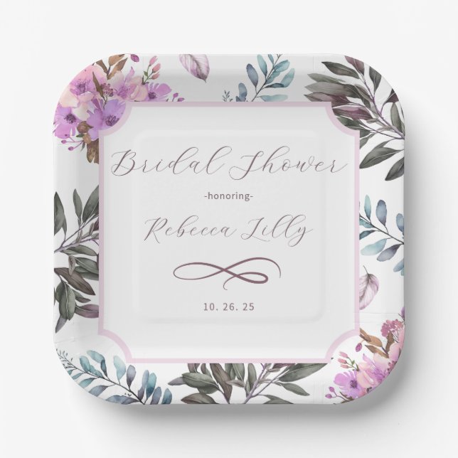 Elegant Floral  Paper Plate (Front)