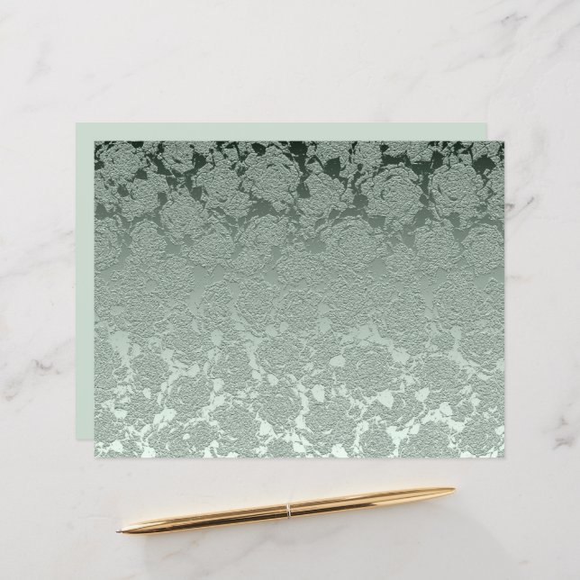 Elegant Floral Pastel Sage Green Pattern (Front/Back In Situ)