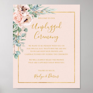 Elegant Floral   Pastel Unplugged Ceremony Sign