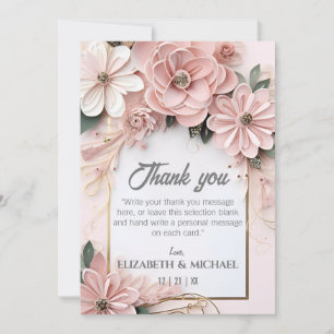 Elegant Floral Pastel Wedding Paper Quilling Frame Thank You Card